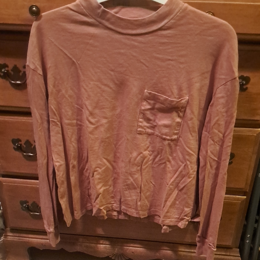 Dusty Pink Long Sleeve Top with Pocket